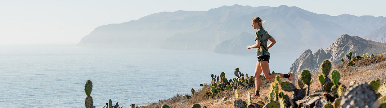 running by catalina island cactus