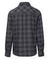 studio image of strafe outerwear summer 2023 ms durant flannel in charcoal plaid