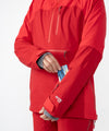 on-model image of strafe outerwear fall/winter 23/24 collection women&#39;s lynx pullover in cherry red
