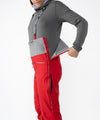 on-model image of strafe outerwear fall/winter 23/24 collection womens willow half bib in cherry red