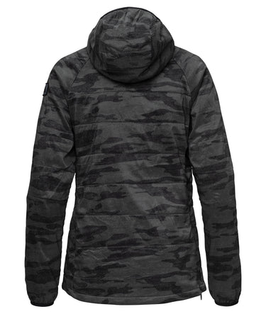 strafe outerwear fall/winter 23/24 collection womens sunnyside pullover in distressed stealth camo