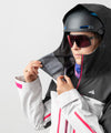 studio image of strafe outerwear 2023 cham 3l shell jacket in frost grey color