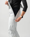 studio on-model image of strafe outerwear 2023 willow 3l shell half bib in frost grey color