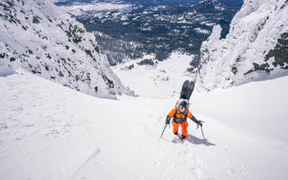 sadie climbing a couloir