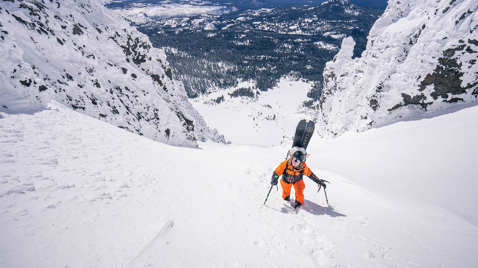 sadie climbing a couloir