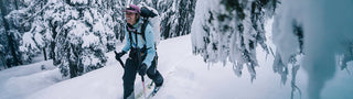 woman skinning in ws highlands shirt jacket