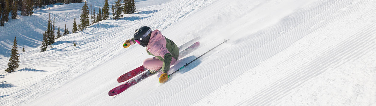 skiing a groomer in bliss jacket