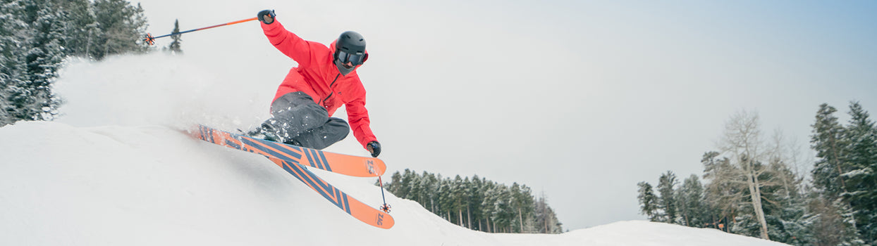 close-up ski action