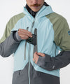 on-model image of strafe outerwear fall/winter 23/24 collection mens nomad jacket in arctic blue