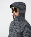 on-model image of strafe outerwear fall/winter 23/24 collection mens hayden jacket in distressed stealth camo