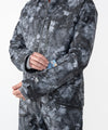 on-model image of strafe outerwear fall/winter 23/24 collection mens sickbird suit in blackout tie dye