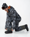 on-model image of strafe outerwear fall/winter 23/24 collection mens sickbird suit in blackout tie dye