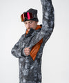 on-model image of strafe outerwear fall/winter 23/24 collection mens sickbird suit in blackout tie dye 