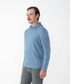 on-model image of strafe outerwear fall/winter 23/24 collection mens basecamp full zip baselayer in storm cloud blue