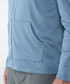 on-model image of strafe outerwear fall/winter 23/24 collection mens basecamp full zip baselayer in storm cloud blue