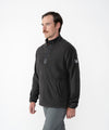 on-model image of strafe outerwear fall/winter 23/24 collection mens ajax snap fleece mid-layer in black