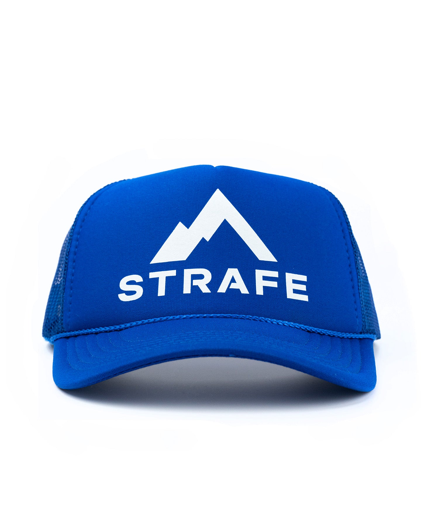 strafe outerwear fall/winter 23/24 collection mega trucker hat in cobalt 