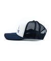 strafe outerwear fall/winter 23/24 collection mega trucker hat in new navy/white