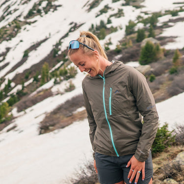 smiling female wearing the scout jacket