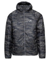 strafe outerwear fall/winter 23/24 collection mens ultralight aero hooded insulator in distressed stealth camo