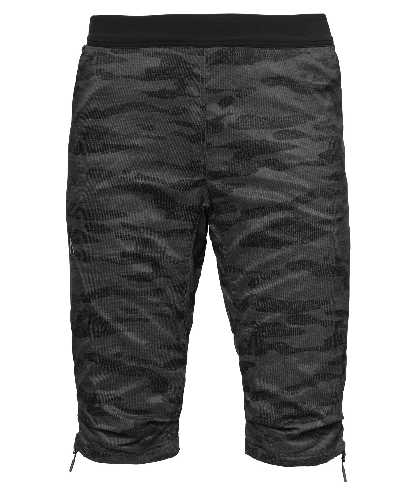 strafe outerwear fall/winter 23/24 collection mens alpha insulator short in distressed stealth camo
