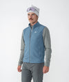 on-model image of strafe outerwear fall/winter 23/24 collection mens temerity vest in storm cloud blue