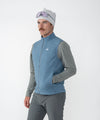 on-model image of strafe outerwear fall/winter 23/24 collection mens temerity vest in storm cloud blue