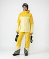on-model image of strafe outerwear fall/winter 23/24 collection women&#39;s meadow jacket in lemon 