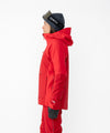 on-model image of strafe outerwear fall/winter 23/24 collection women&#39;s lynx pullover in cherry red