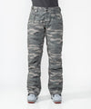 on-model image of strafe outerwear fall/winter 23/24 collection womens pika pant in distressed moss camo