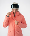 on-model image of strafe outerwear fall/winter 23/24 collection women&#39;s lucky jacket in sunset