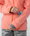 on-model image of strafe outerwear fall/winter 23/24 collection women&#39;s lucky jacket in sunset