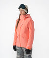 on-model image of strafe outerwear fall/winter 23/24 collection women&#39;s lucky jacket in sunset