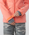 on-model image of strafe outerwear fall/winter 23/24 collection women&#39;s lucky jacket in sunset