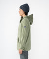 on-model image of strafe outerwear fall/winter 23/24 collection womens ajax snap fleece mid-layer in moss