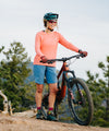 lifestyle image of strafe outerwear summer 2023 ws ridgeline short in storm cloud blue