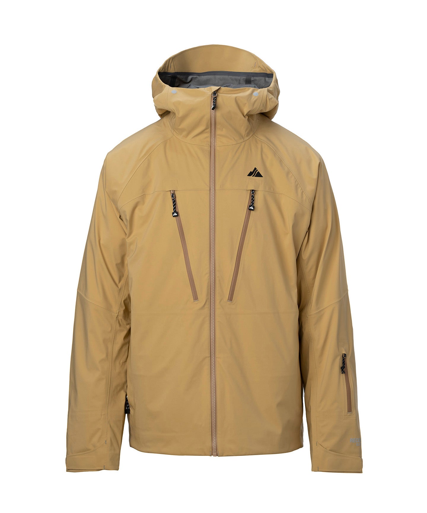 studio image of strafe outerwear 2023 pyramid 3l shell jacket in dune color