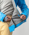 studio on-model image of strafe outerwear 2023 pyramid 3l shell jacket in cobalt color