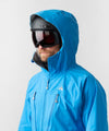 studio on-model image of strafe outerwear 2023 pyramid 3l shell jacket in cobalt color