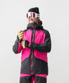 studio on-model image of strafe outerwear 2023 nomad 3l shell jacket in fuchsia color