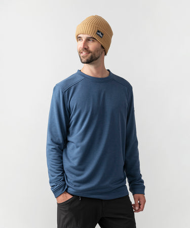 studio on-model image of strafe outerwear 2023 ms tech crew in deep navy color