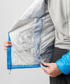 studio on-model image of strafe outerwear 2023 ms aero insulator in cobalt color