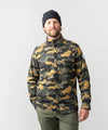 studio on-model image of strafe outerwear 2023 ms alpha shirt jacket in dune camo color
