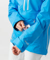studio on-model image of strafe outerwear 2023 lynx 3l shell pullover in cobalt color