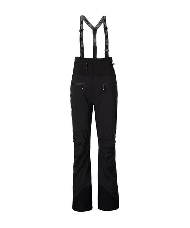 studio image of strafe outerwear 2023 willow 3l shell half bib in black color
