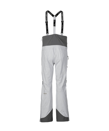 studio image of strafe outerwear 2023 willow 3l shell half bib in frost grey color