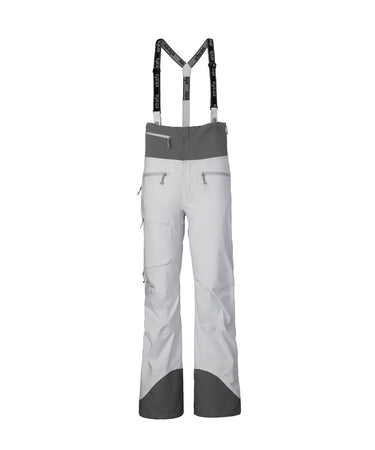 studio image of strafe outerwear 2023 willow 3l shell half bib in frost grey color