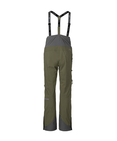 studio image of strafe outerwear 2023 willow 3l shell half bib in leafy color