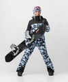 studio on-model image of strafe outerwear 2023 strafe x shredly meadow jacket in tie dye splatter color
