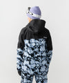 studio on-model image of strafe outerwear 2023 strafe x shredly meadow jacket in tie dye splatter color